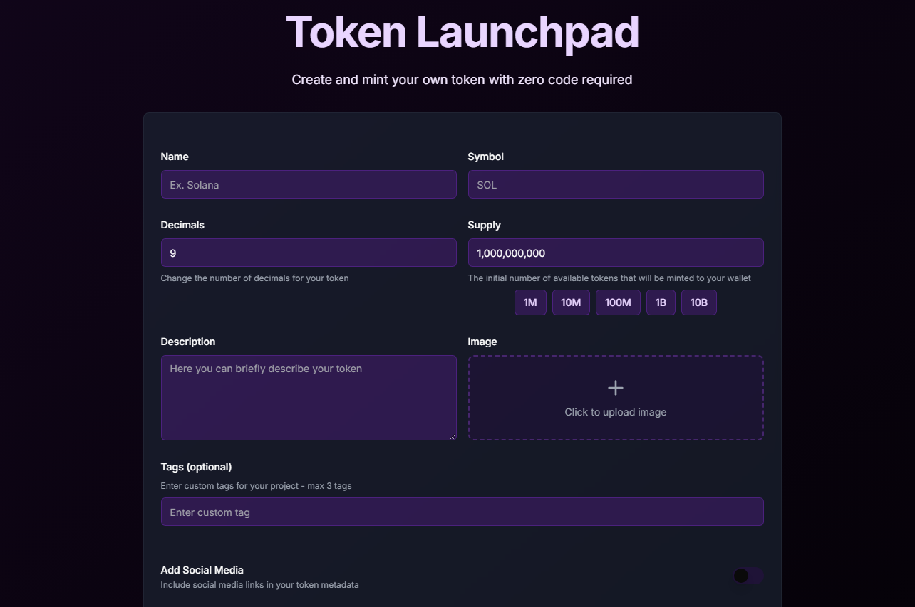 Token Creator Interface